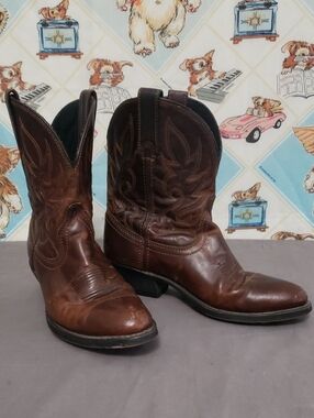 Women's Laredo Brown Embroidered Leather Western Cowboy Boots Size 7